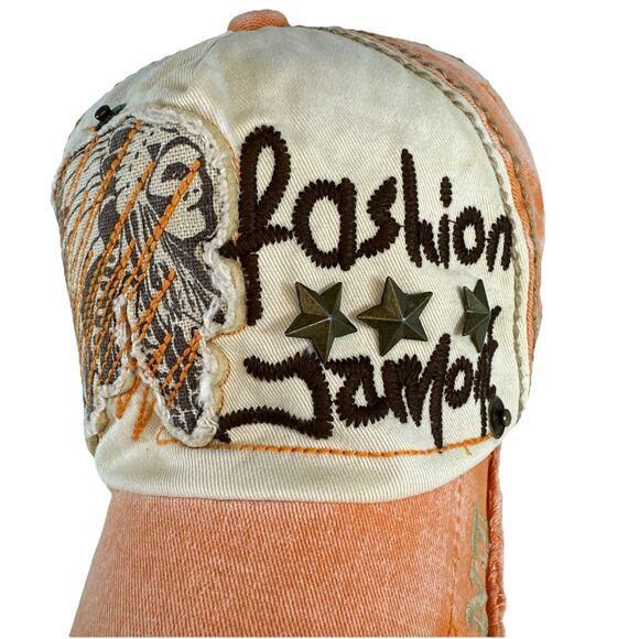 YANG GUAN Cotton Distressed Letter Vintage Embroidered Baseball Adjustable Hat - Picture 2 of 6